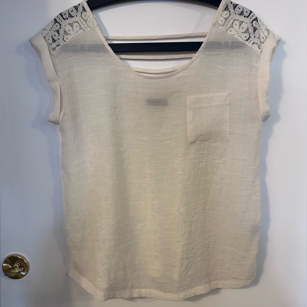 Mine Cream Lace Accent Women's Blouse size L